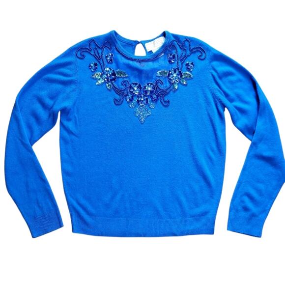Vintage Maurada sweater blue embellished size M - Picture 1 of 8